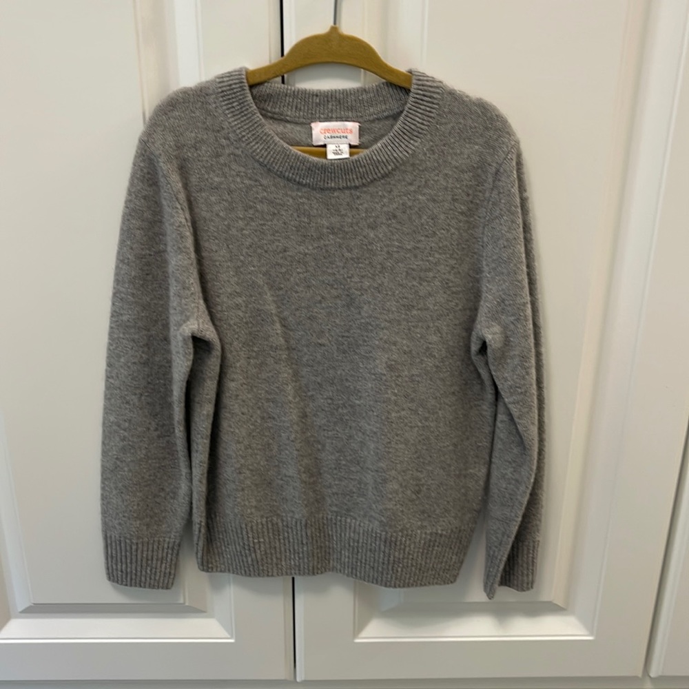 Girls 100% cashmere heather gray sweater